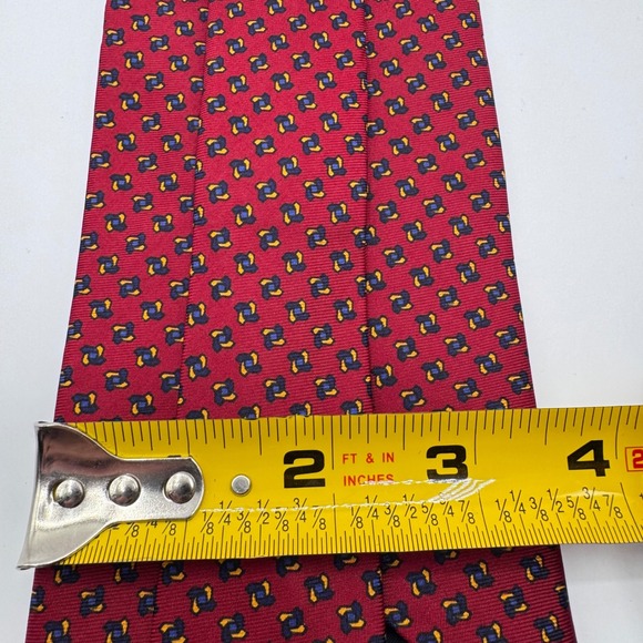 Brooks Brothers Red Silk Tie Knots Geometric Pattern Made in USA 60" - Picture 3 of 3
